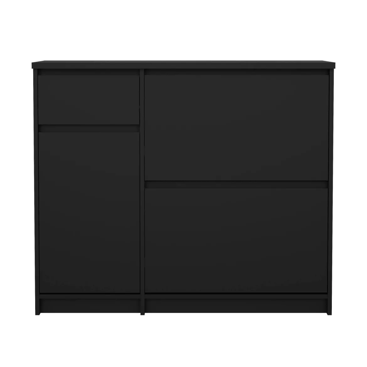 Scarpiera 3 ante e 1 cassetto nera 70x139h cm - Mandukhai