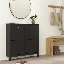 Scarpiera 4 ante nera 102x102h cm - Actinidia
