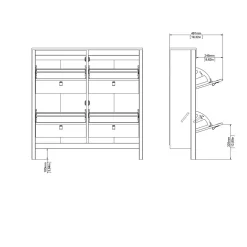 Scarpiera 4 ante nera 102x102h cm - Actinidia