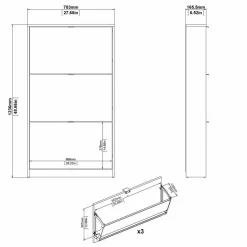 Scarpiera 3 ante nera 70x123h cm in legno - Aran