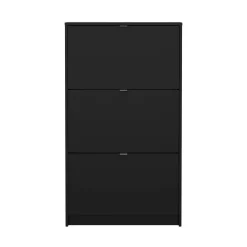Scarpiera 3 ante nera 70x123h cm in legno - Aran