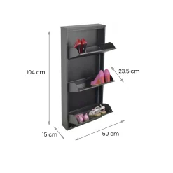Scarpiera 3 ante nera 50x104h cm in metallo - Alexa