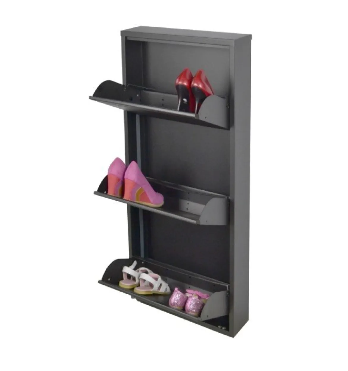 Scarpiera 3 ante nera 50x104h cm in metallo - Alexa