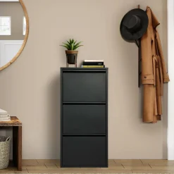 Scarpiera 3 ante nera 50x104h cm in metallo - Alexa