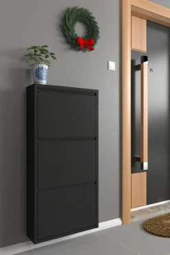 Scarpiera 3 ante nera 50x104h cm in metallo - Alexa