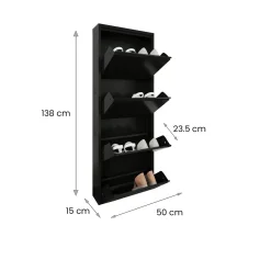 Scarpiera 4 ante nera 50x138h cm in metallo - Axe