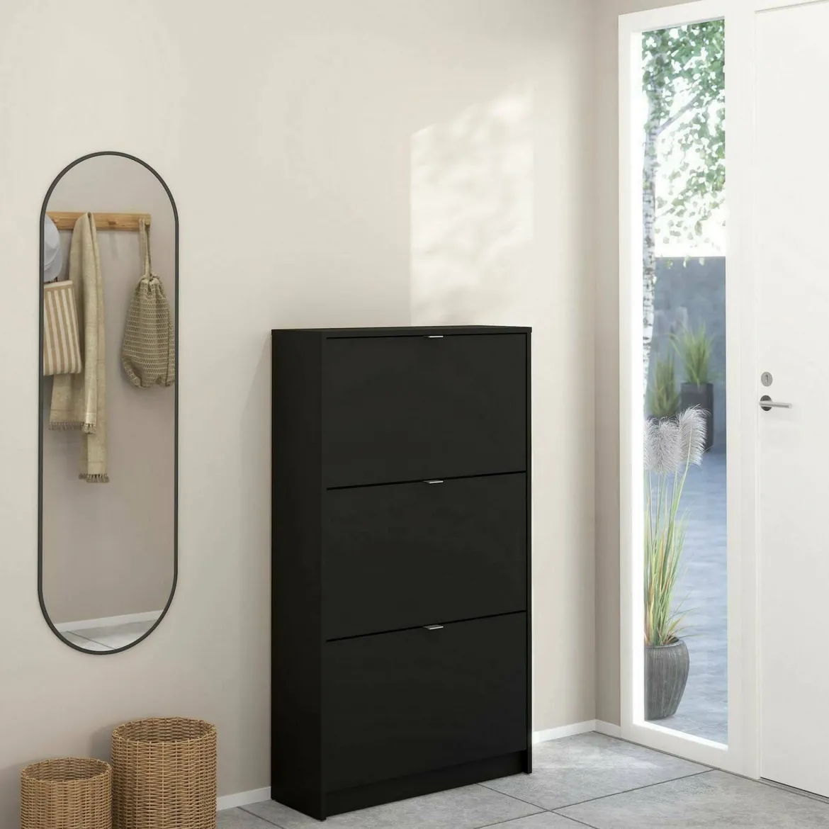 Scarpiera 3 ante nera 70x123h cm - Irina