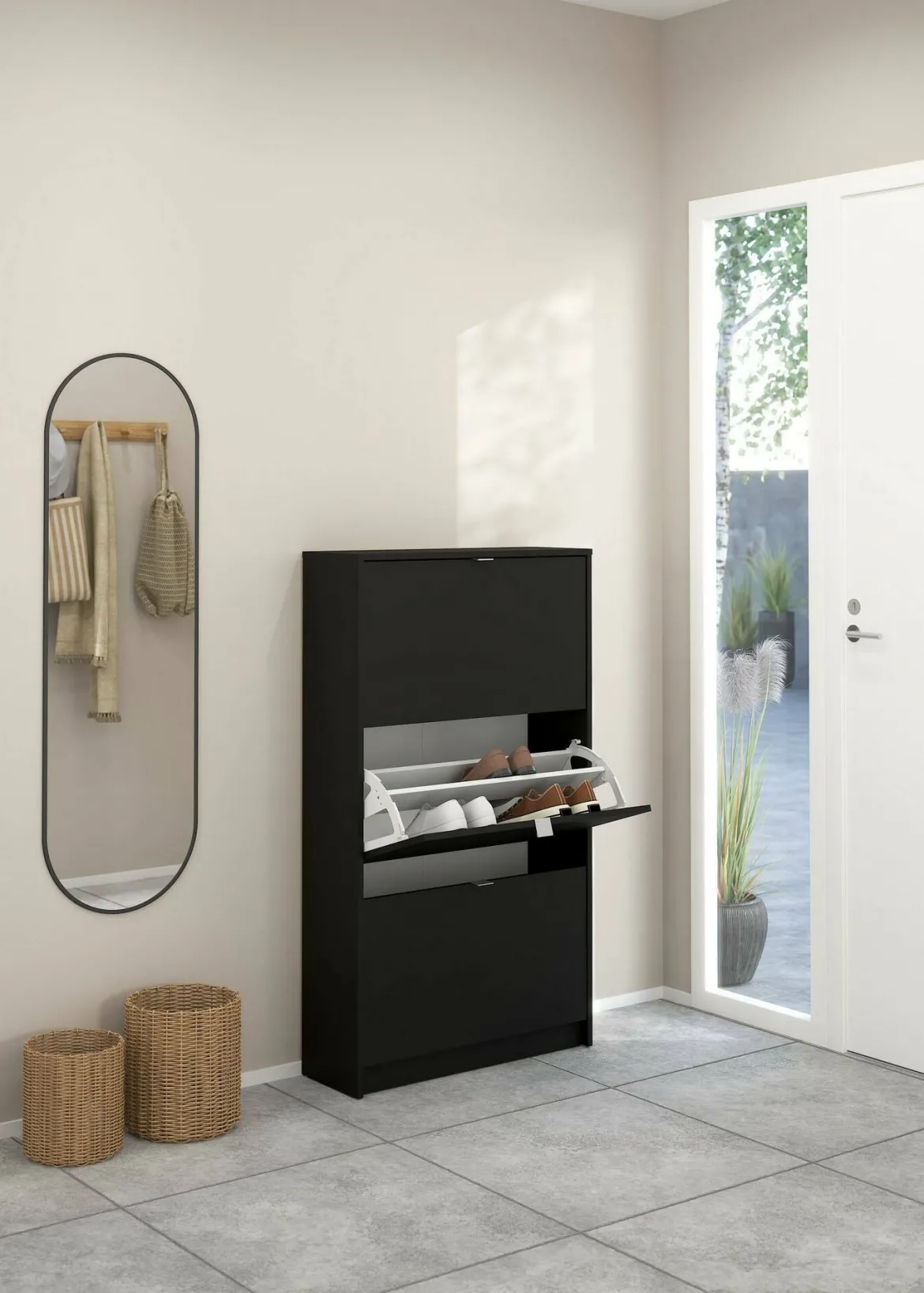 Scarpiera 3 ante nera 70x123h cm - Irina