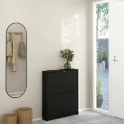 Scarpiera 2 ante nera 70x85h cm - Turchese