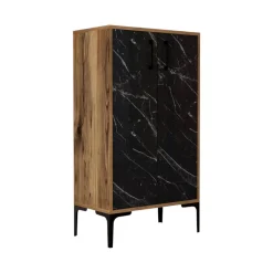 Scarpiera 2 ante noce e nera 60x111h cm - Ngerulmud
