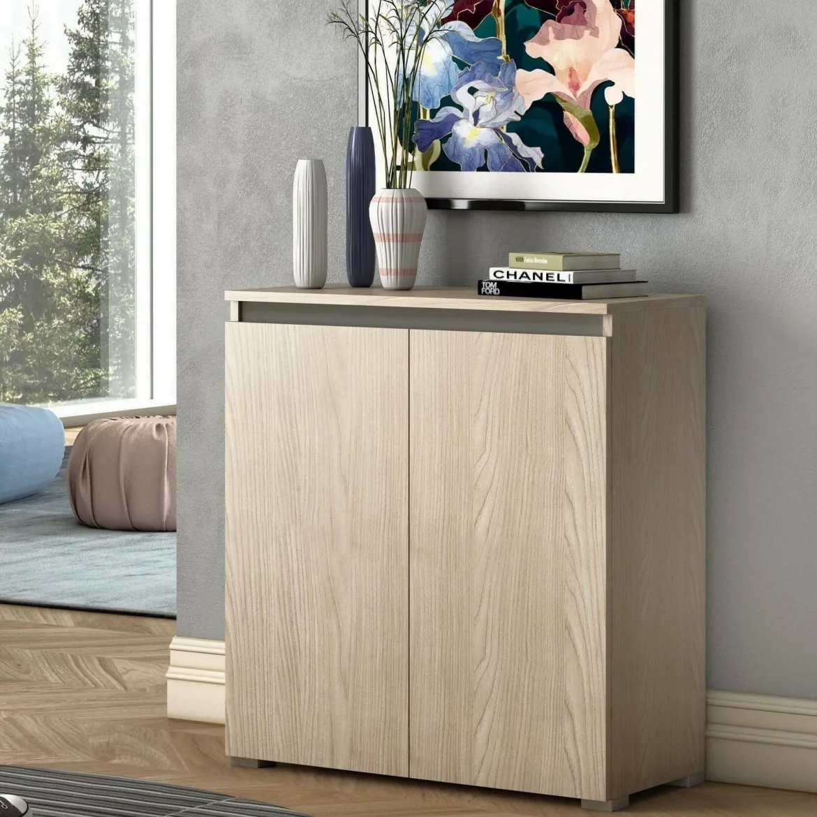 Scarpiera 2 ante olmo 80x102h cm ripiani regolabili - Astrina