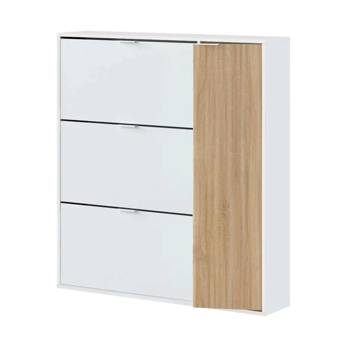 Scarpiera 4 ante rovere e bianca lucida 105x112h cm - Angor