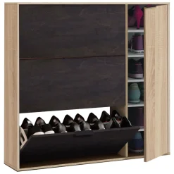 Scarpiera 4 ante rovere e nera 106x115h cm - Ammour