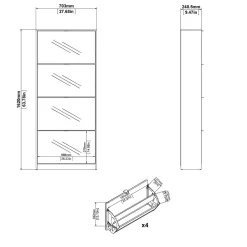 Scarpiera 4 ante rovere 70x162h cm - Aepytus