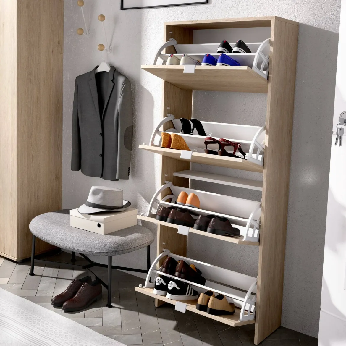 Scarpiera 4 ante rovere 61x149h cm - Arsa