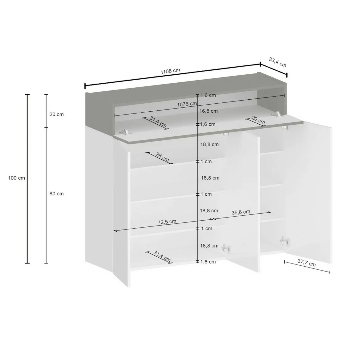 Scarpiera 4 ante rovere 114x100h cm - Griselda