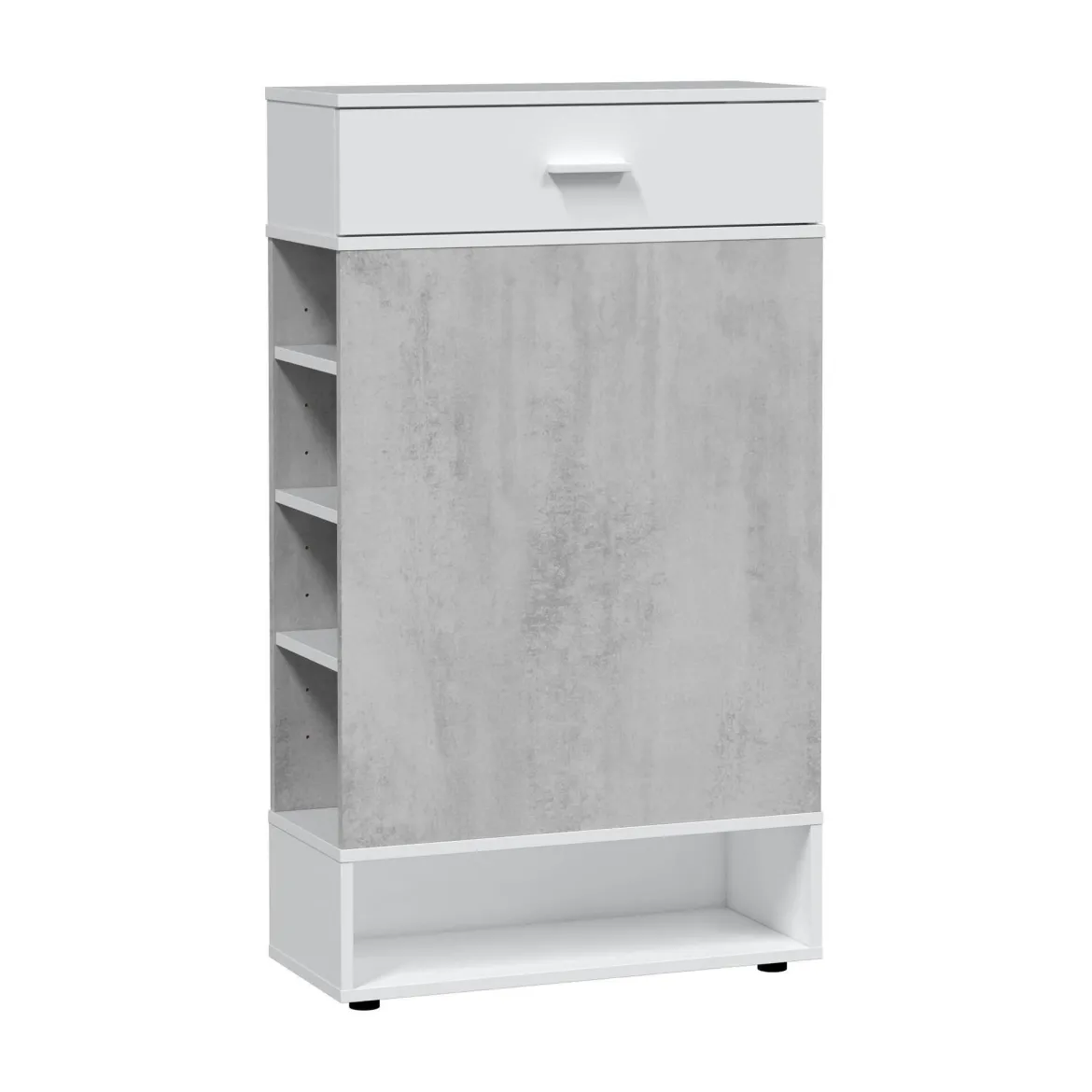 Scarpiera aperta con 1 cassetto cemento e bianca 67x119h cm - Idea