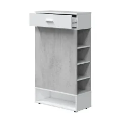 Scarpiera aperta con 1 cassetto cemento e bianca 67x119h cm - Idea