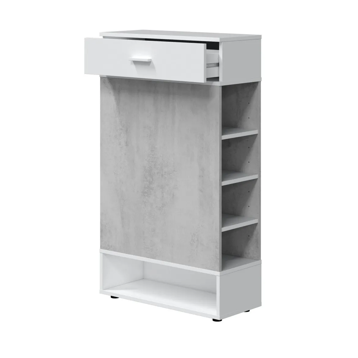 Scarpiera aperta con 1 cassetto cemento e bianca 67x119h cm - Idea
