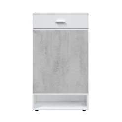 Scarpiera aperta con 1 cassetto cemento e bianca 67x119h cm - Idea