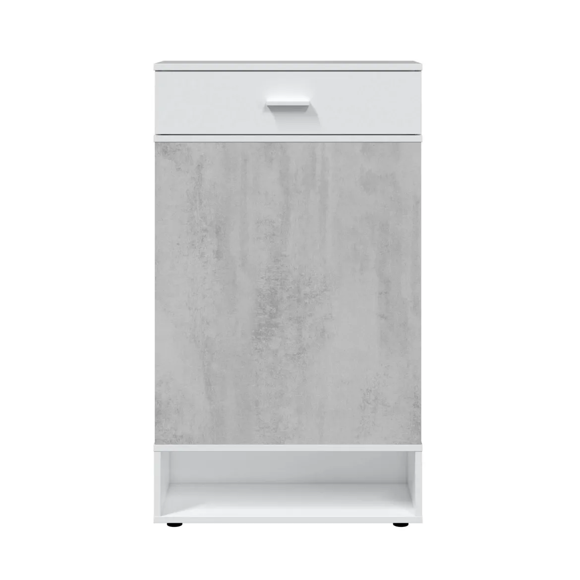 Scarpiera aperta con 1 cassetto cemento e bianca 67x119h cm - Idea