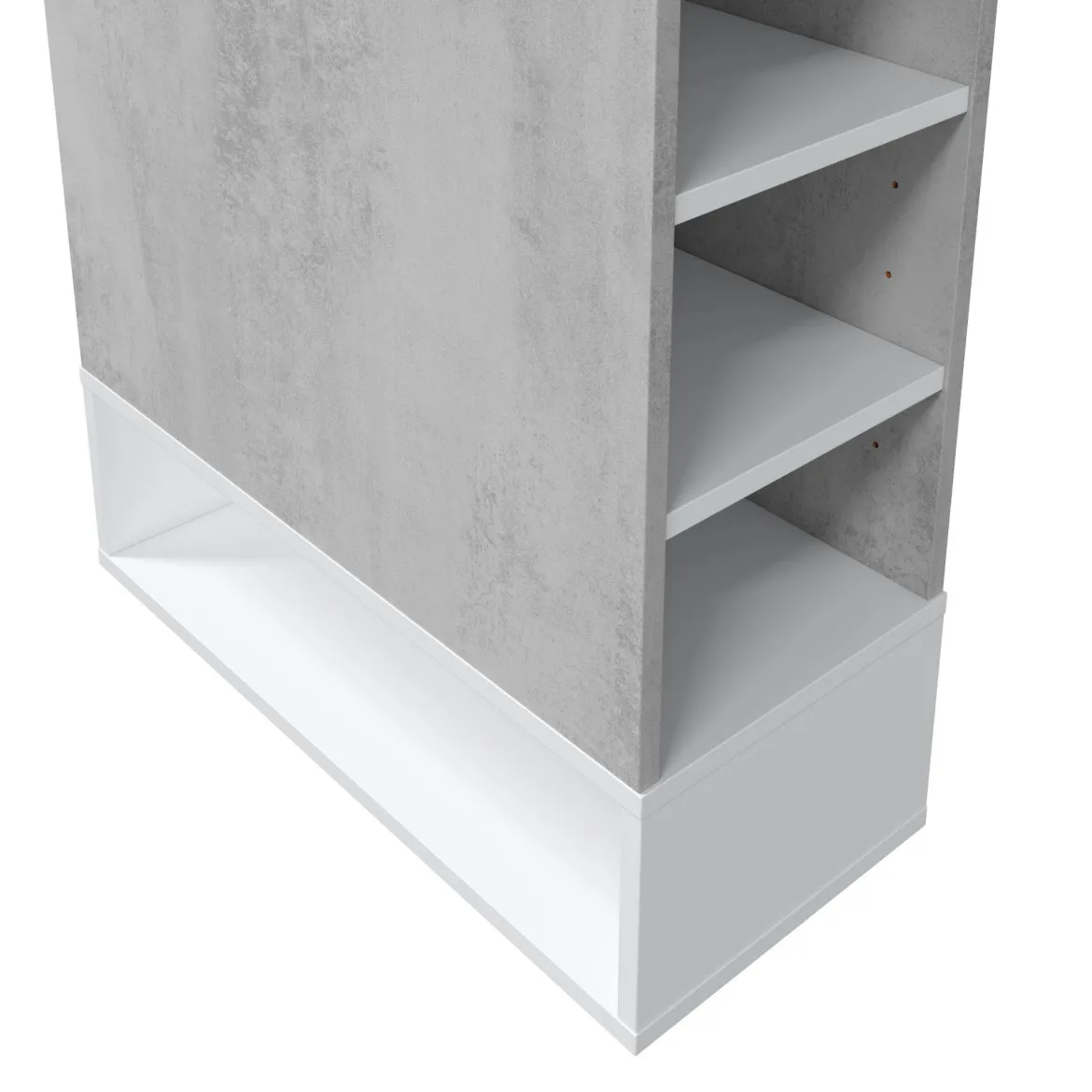 Scarpiera aperta con 1 cassetto cemento e bianca 67x119h cm - Idea