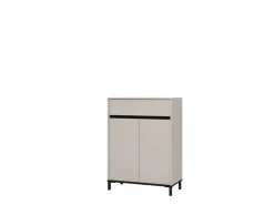 Scarpiera Beige Nero un Cassetto 4 Ripiani 80x40x109.5h cm, 2 Ante - Ilarione