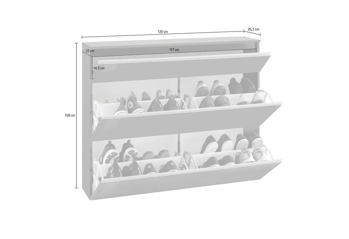 Scarpiera Beige 9 Ripiani 16 Paia 120x26.5x108h cm, 9 Vani - Marconi
