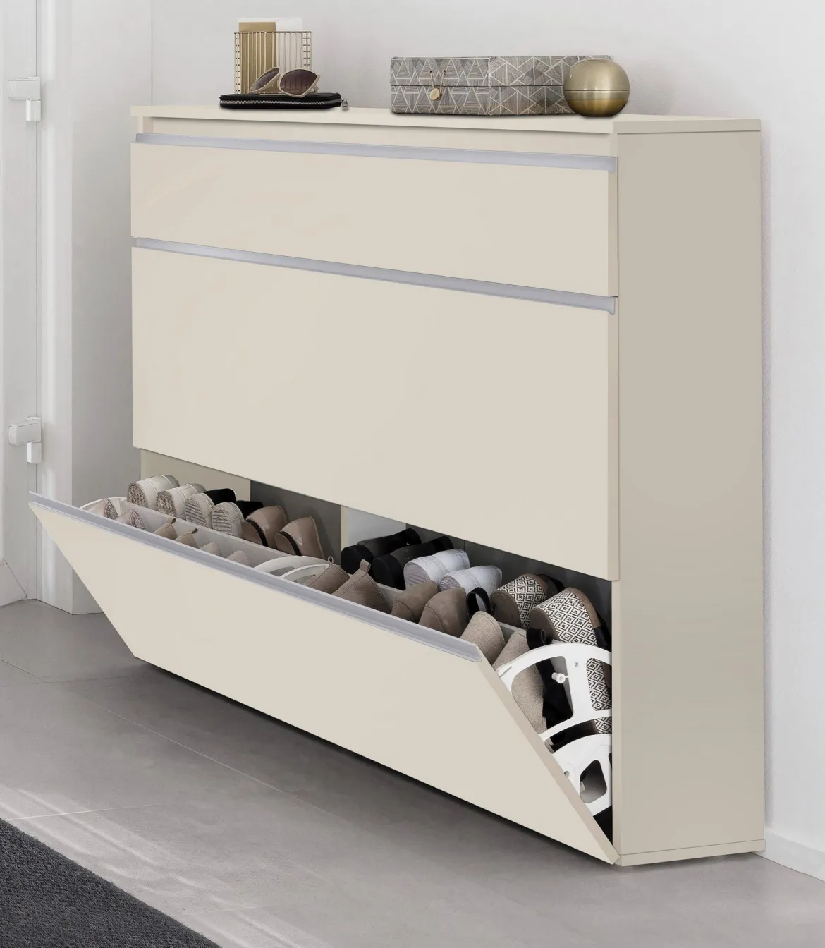 Scarpiera Beige 9 Ripiani 16 Paia 120x26.5x108h cm, 9 Vani - Marconi