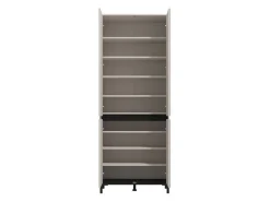 Scarpiera Beige Rovere Nodi Nero 9 Ripiani con Specchio 80x40x205.5h cm, 4 Ante - Scansano