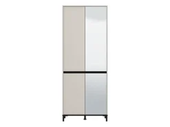 Scarpiera Beige Rovere Nodi Nero 9 Ripiani con Specchio 80x40x205.5h cm, 4 Ante - Scansano