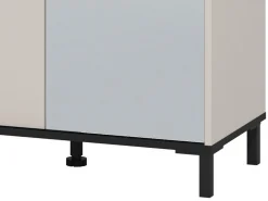 Scarpiera Beige Rovere Nodi Nero 9 Ripiani con Specchio 80x40x205.5h cm, 4 Ante - Scansano