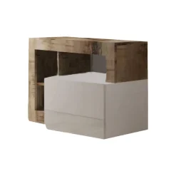 Scarpiera bianca lucida e acacia 91x58h cm - Adonide