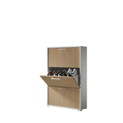 Scarpiera Bianco Beige un Ripiano 24 Paia 67x28x147h cm, 4 Vani - Pienza
