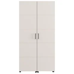 Scarpiera Bianco Crema Nero 15 Ripiani 2 Ante 92x33x185h cm, Ante con Doppia Capienza, Apertura con Ruote - Bled