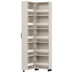 Scarpiera Bianco Crema 6 Ripiani Un'anta 68x33x113h cm, Ante con Doppia Capienza, Apertura con Ruote - Porvoo