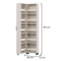 Scarpiera Bianco Crema 6 Ripiani Un'anta 68x33x113h cm, Ante con Doppia Capienza, Apertura con Ruote - Porvoo