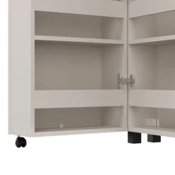 Scarpiera Bianco Crema 6 Ripiani Un'anta 68x33x113h cm, Ante con Doppia Capienza, Apertura con Ruote - Porvoo