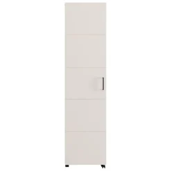 Scarpiera Bianco Crema 6 Ripiani Un'anta 68x33x113h cm, Ante con Doppia Capienza, Apertura con Ruote - Porvoo