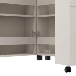 Scarpiera Bianco Crema 9 Ripiani 2 Ante 92x33x113h cm, Ante con Doppia Capienza, Apertura con Ruote - Ystad