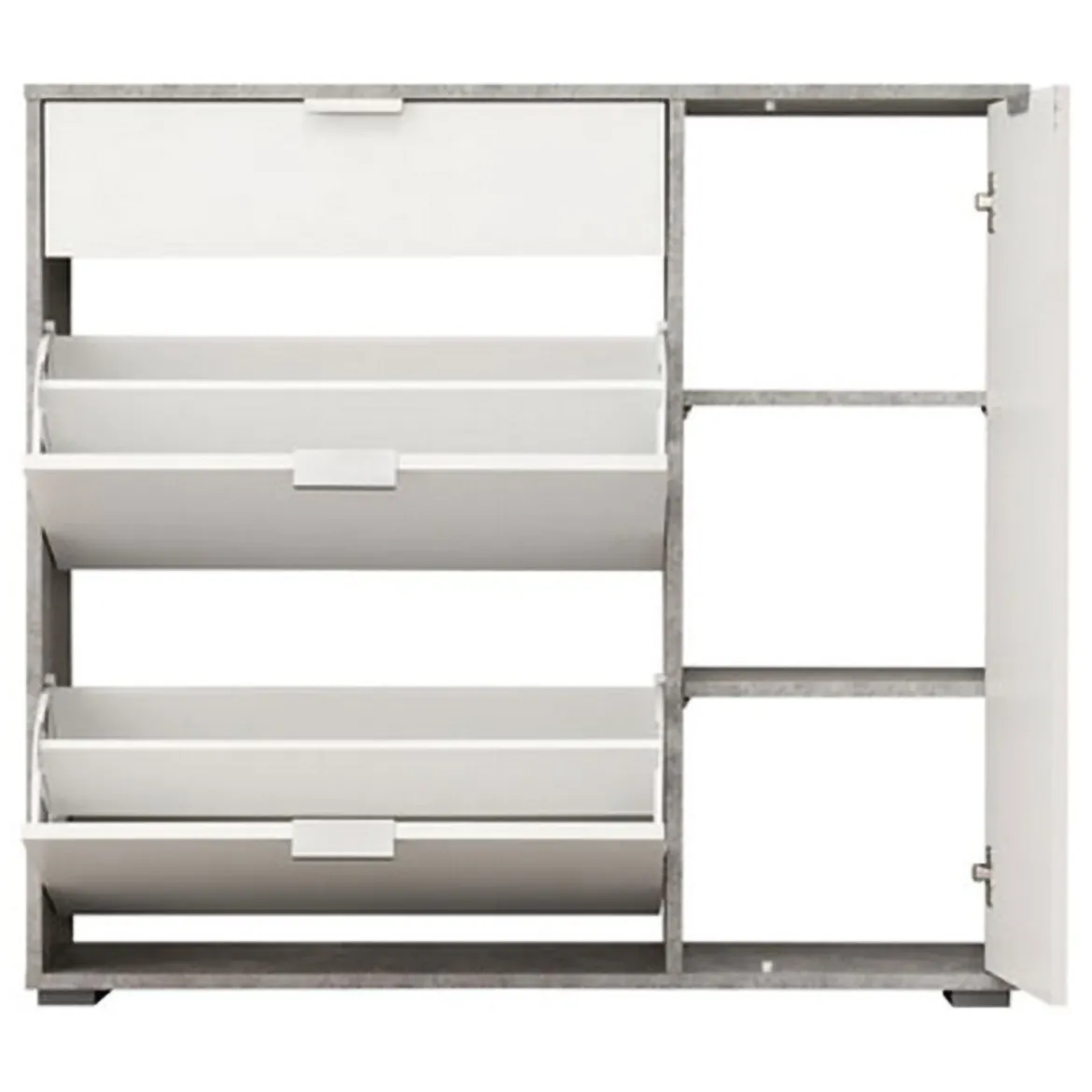 Scarpiera Bianco Grigio Cemento un Cassetto 12 Paia 102x33x94.5h cm, 2 Ripiani - Fabriano