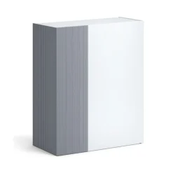 Scarpiera Bianco Lucido Grigio 5 Ripiani 20 Paia 87x34x115h cm, 6 Vani - Caresana