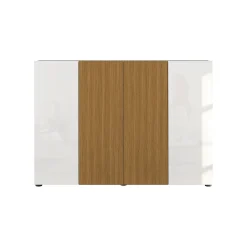 Scarpiera Bianco Lucido Marrone Rovere 21 Paia 22 Ripiani 80x34x115h cm, 24 Vani Made in Italy - Lentiai
