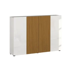 Scarpiera Bianco Lucido Marrone Rovere 21 Paia 22 Ripiani 80x34x115h cm, 24 Vani Made in Italy - Lentiai