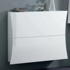 Scarpiera Bianco Lucido 16 Paia 2 Ante 101x27x82h cm, 4 Vani - Kronos