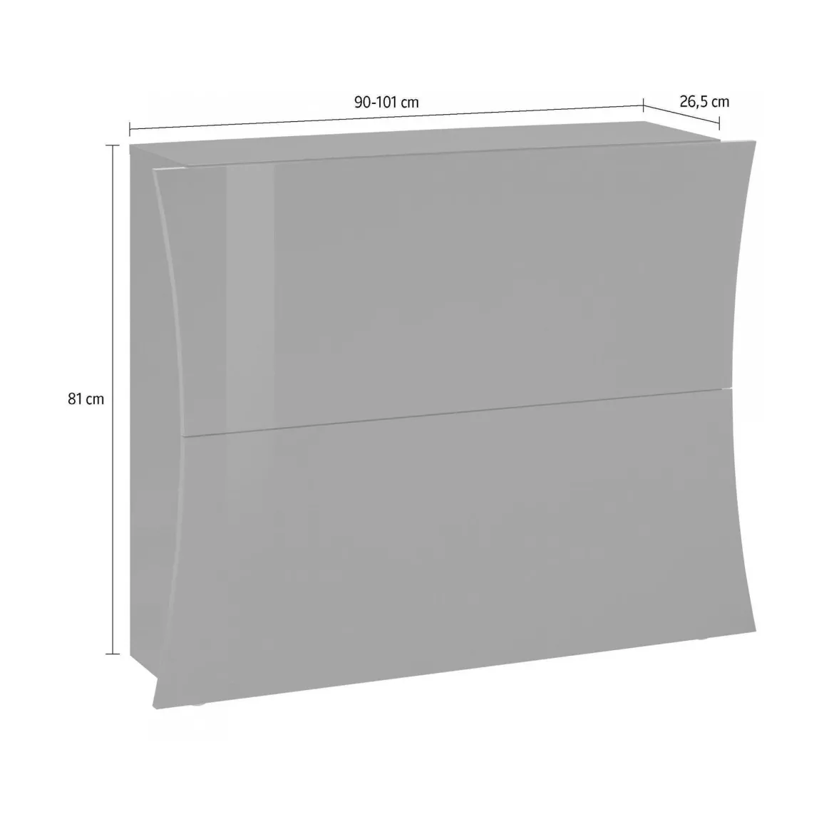 Scarpiera Bianco Lucido 16 Paia 2 Ante 101x27x82h cm, 4 Vani - Kronos