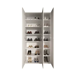 Scarpiera Bianco Lucido 12 Ripiani 28 Paia 95x35x186h cm, 14 Vani - Pertiche