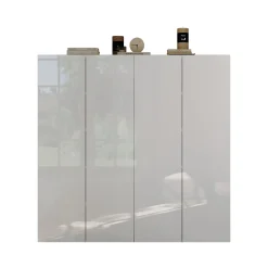 Scarpiera Bianco Lucido 8 Ripiani 30 Paia 126x35x116h cm, 10 Vani - Cono