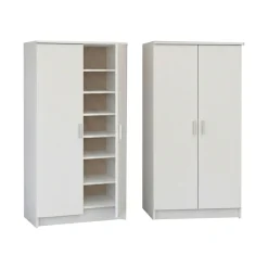 Scarpiera Bianco Opaco Modulabile 12 Ripiani 55x35x108h cm, 4 Ante - Abram