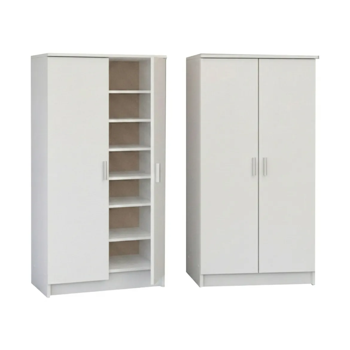 Scarpiera Bianco Opaco Modulabile 12 Ripiani 55x35x108h cm, 4 Ante - Abram